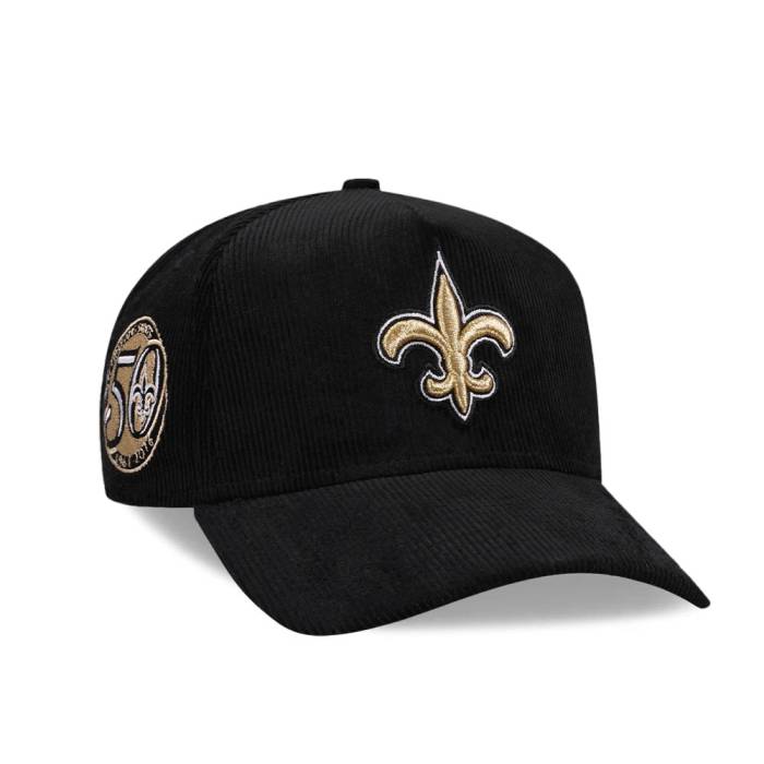 ニューエラ New Era 【 New Orleans Saints 50Th Anniversary Black Corduroy Edition 9Forty A Frame Snapback Hat Men Black 】 セインツ 黒色 ブラック コーデュロイ Snapback スナップバック バッグ メンズ 黒色 ブラック|スニケス