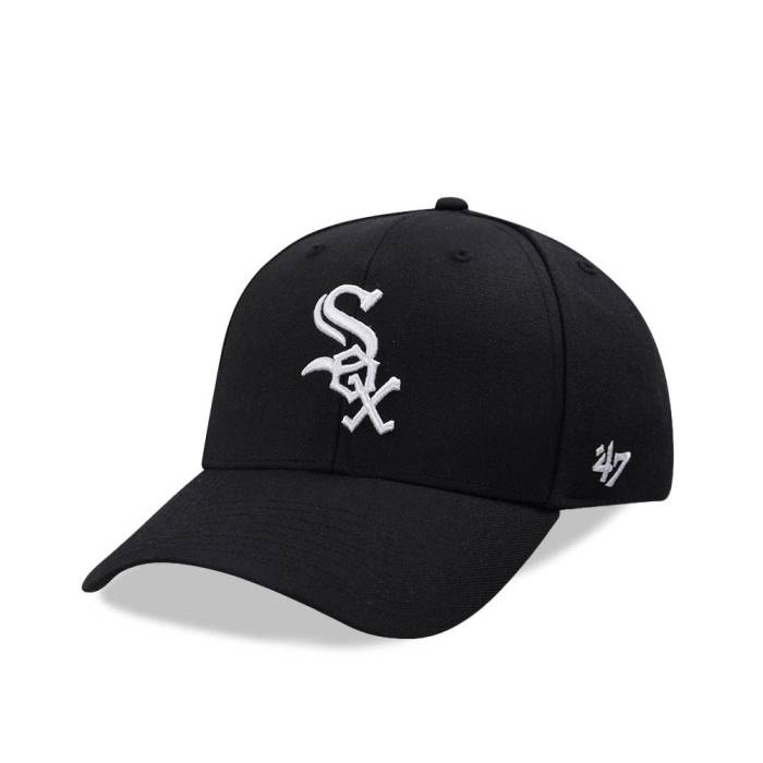 フォーティーセブンブランド 47 Brand 【 47Brand Chicago White Sox Black Mvp Strapback Hat Men Black 】 シカゴ 白色 ホワイト 黒色 ブラック メンズ 黒色 ブラック|スニケス