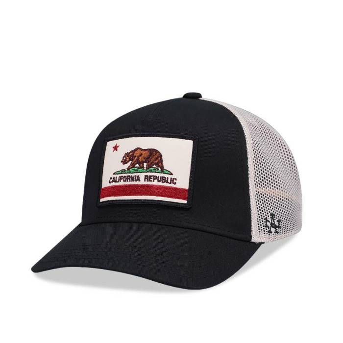 アメリカンニードル American Needle 【 California Republic Valin Ivory Black Trucker Snapback Hat Men Black 】 カリフォルニア アイボリー 黒色 ブラック トラッカー Snapback スナップバック バッグ メンズ 黒色