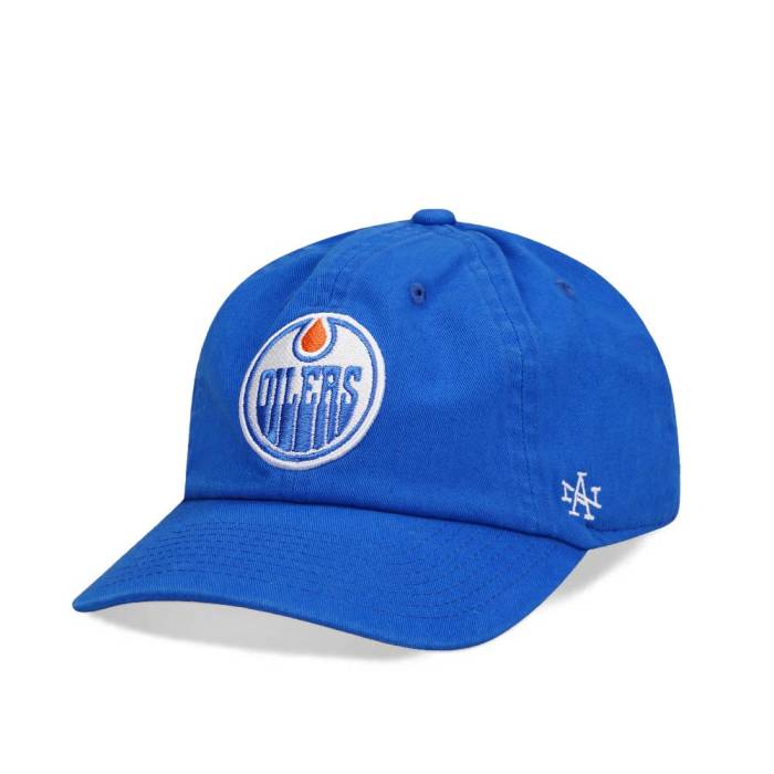 アメリカンニードル American Needle 【 Edmonton Oilers All Blue Ballpark Dadhat Strapback Hat Men Blue 】 エドモントン オイラーズ 青色 ブルー メンズ 青色 ブルー｜スニケス