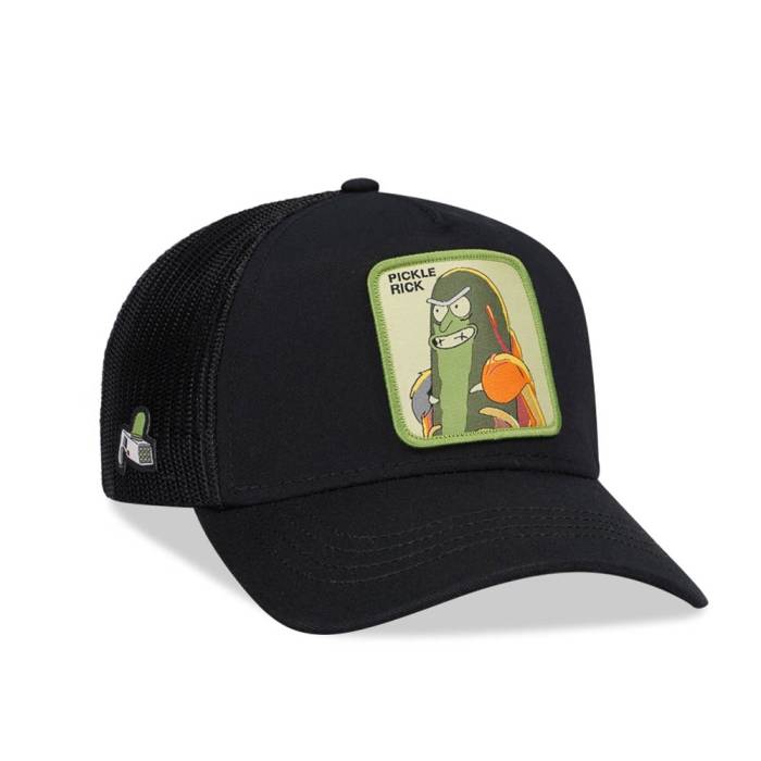 Capslab 【 Rick And Morty Pickle Rick Trucker Snapback Hat Men Black 】 トラッカー Snapback スナップバック バッグ メンズ 黒色 ブラック