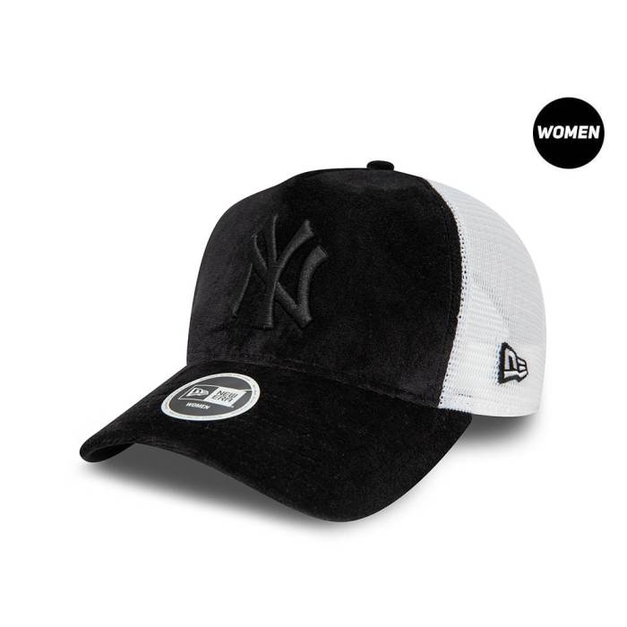 【★百貨店SALE★6/11夜夜中2時迄】ニュー内鰓 New Era 【 New York Yankees Velour Black Womens Trucker Snapback Hat Women Black 】 ヤンキース 天鵞絨 黒いこと 黒いこと レディース トラッカー Snapback スナップバック 御徒面子 レディース 黒いこと ブラッ