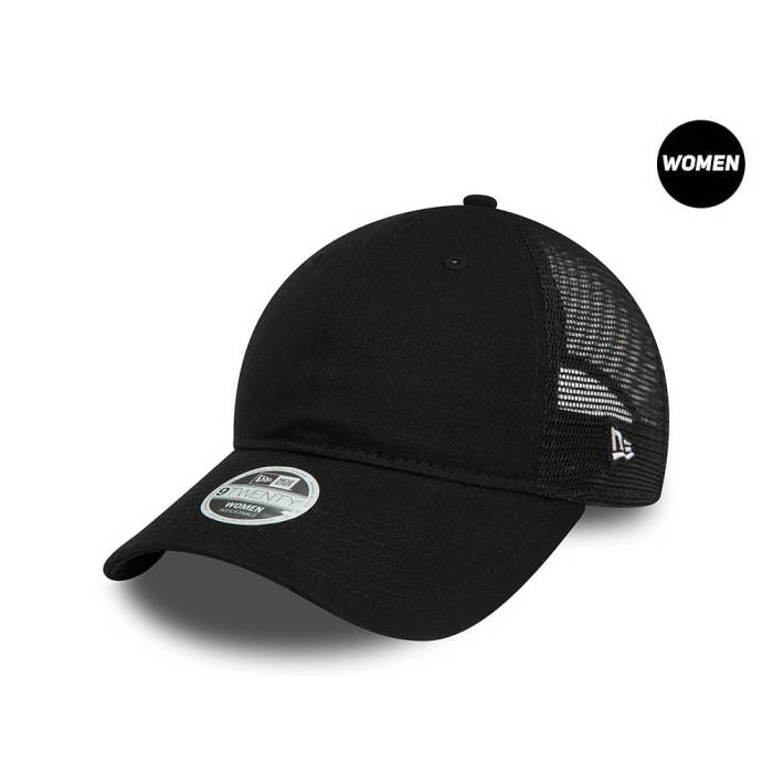 【★百貨店SALE★6/11夜夜中2時迄】ニュー内鰓 New Era 【 Womens Black 9Twenty Trucker Strapback Hat Women Black 】 レディース 黒いこと 黒いこと トラッカー レディース 黒いこと 黒いこと