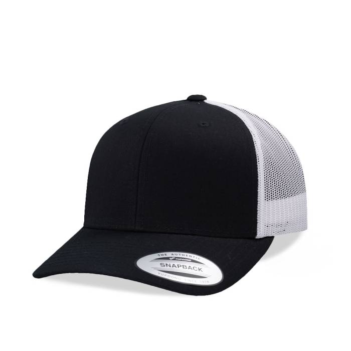 ユーポン Yupoong 【 Basic Black White Retro Trucker Snapback Hat Men Black 】 黒色 ブラック 白色 ホワイト レトロ トラッカー Snapback スナップバック バッグ メンズ 黒色 ブラック