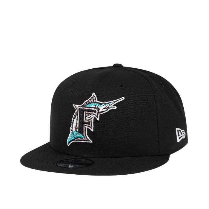 ニューエラ New Era 【 Florida Marlins Black Edition 9Fifty Snapback Hat Men Black 】 フロリダ マーリンズ 黒色 ブラック Snapback スナップバック バッグ メンズ 黒色 ブラック｜スニケス