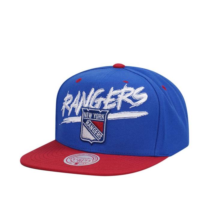 ミッチェルアンドネス Mitchell &Amp; Ness 【 New York Rangers Transcript Two Tone Snapback Hat Men Blue 】 レンジャース Snapback スナップバック バッグ メンズ 青色 ブルー