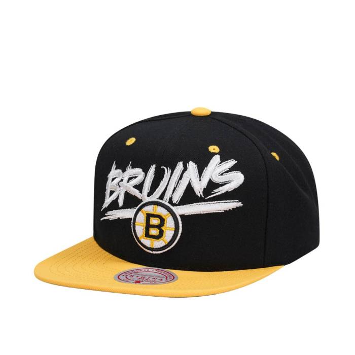 ミッチェルアンドネス Mitchell &Amp; Ness 【 Boston Bruins Transcript Two Tone Snapback Hat Men Black 】 ボストン ブルーインズ Snapback スナップバック バッグ メンズ 黒色 ブラック|スニケス
