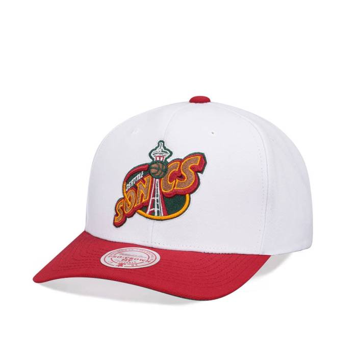 ミッチェルアンドネス Mitchell &Amp; Ness 【 Seattle Supersonics Team Two Tone 2.0 Pro White Snapback Hat Men White 】 シアトル Team チーム プロ 白色 ホワイト Snapback スナップバック バッグ メンズ 白色 ホワイト