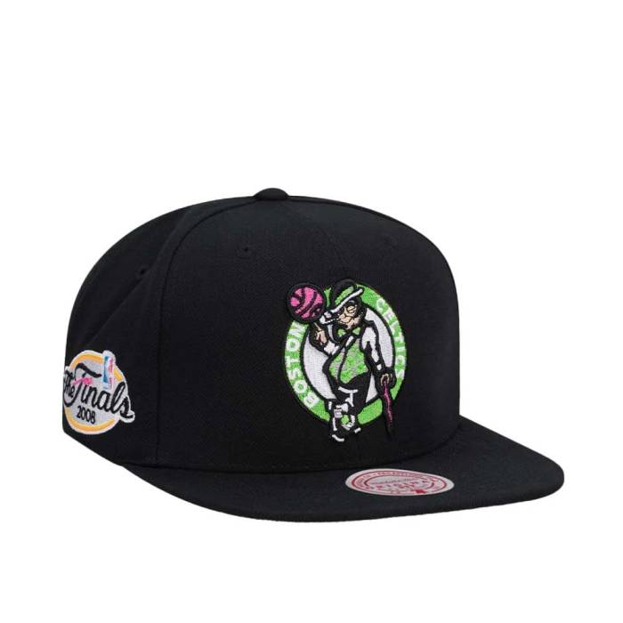 ミッチェルアンドネス Mitchell &Amp; Ness 【 Boston Celtics The Finals 2008 Neon Tropical Black Snapback Hat Men Black 】 ボストン セルティックス 黒色 ブラック Snapback スナップバック バッグ メンズ 黒色 ブラッ