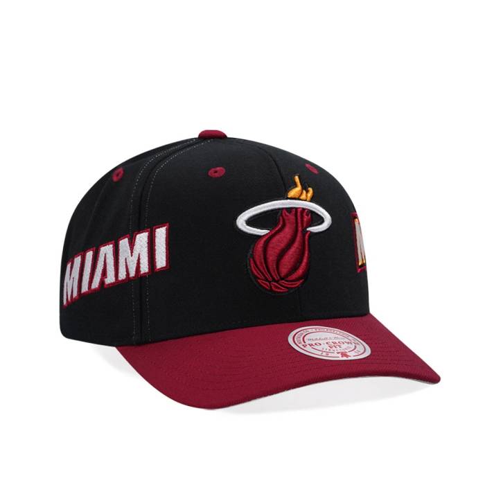 ミッチェルアンドネス Mitchell &Amp; Ness 【 Miami Heat Classic Pro Crown Fit Snapback Hat Men Black 】 マイアミ ヒート クラシック プロ Snapback スナップバック バッグ メンズ 黒色 ブラック