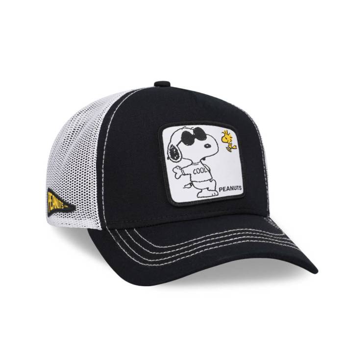 Capslab 【 Snoopy Peanuts Black And White Trucker Snapback Hat Men Black 】 黒色 ブラック 白色 ホワイト トラッカー Snapback スナップバック バッグ メンズ 黒色 ブラック