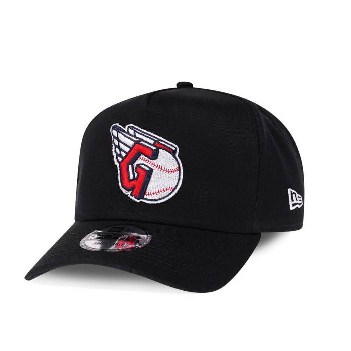 ニューエラ New Era 【 Cleveland Guardians Black 9Forty A Frame Snapback Hat Men Black 】 クリーブランド 黒色 ブラック Snapback スナップバック バッグ メンズ 黒色 ブラック|スニケス