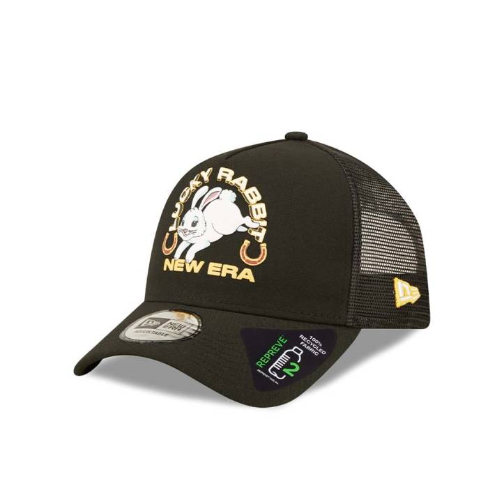 ニューエラ New Era 【 Lucky Rabbit Logo Black A Frame Trucker Snapback Hat Men Black 】 ロゴ 黒色 ブラック トラッカー Snapback スナップバック バッグ メンズ 黒色 ブラック｜スニケス 12,012円