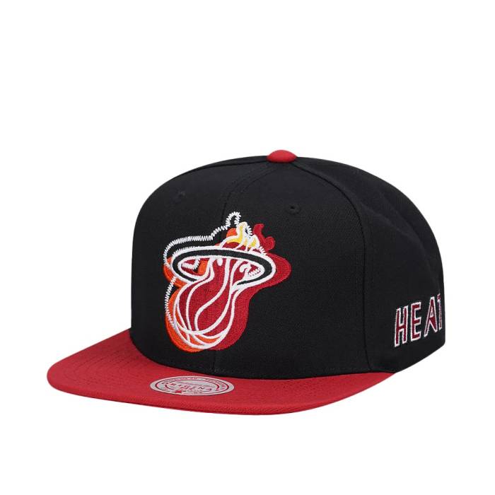 ミッチェルアンドネス Mitchell &Amp; Ness 【 Miami Heat Logo Blur Hardwood Classic Snapback Hat Men Black 】 マイアミ ヒート ロゴ クラシック Snapback スナップバック バッグ メンズ 黒色 ブラック