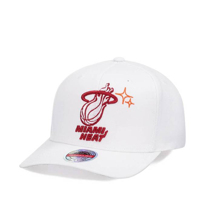 ミッチェルアンドネス Mitchell &Amp; Ness 【 Miami Heat Merch Logo Hardwood Classic Red Flex Snapback Hat Men White 】 マイアミ ヒート ロゴ クラシック Red 赤・レッド Snapback スナップバック バッグ メンズ 白色