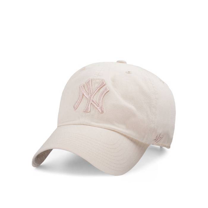 フォーティーセブンブランド 47 Brand 【 47Brand New York Yankees Natural Pink Logo Clean Up Strapback Hat Men White 】 ヤンキース ナチュラル pink ピンク ロゴ メンズ 白色 ホワイト