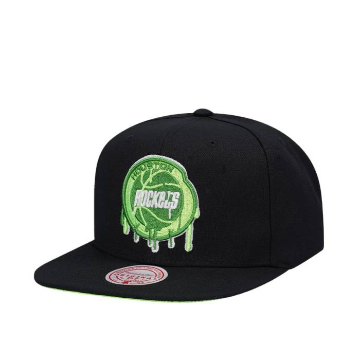 ミッチェルアンドネス Mitchell &Amp; Ness 【 Houston Rockets Slime Drip Hardwood Classic Snapback Hat Men Black 】 ヒューストン ロケッツ クラシック Snapback スナップバック バッグ メンズ 黒色 ブラック