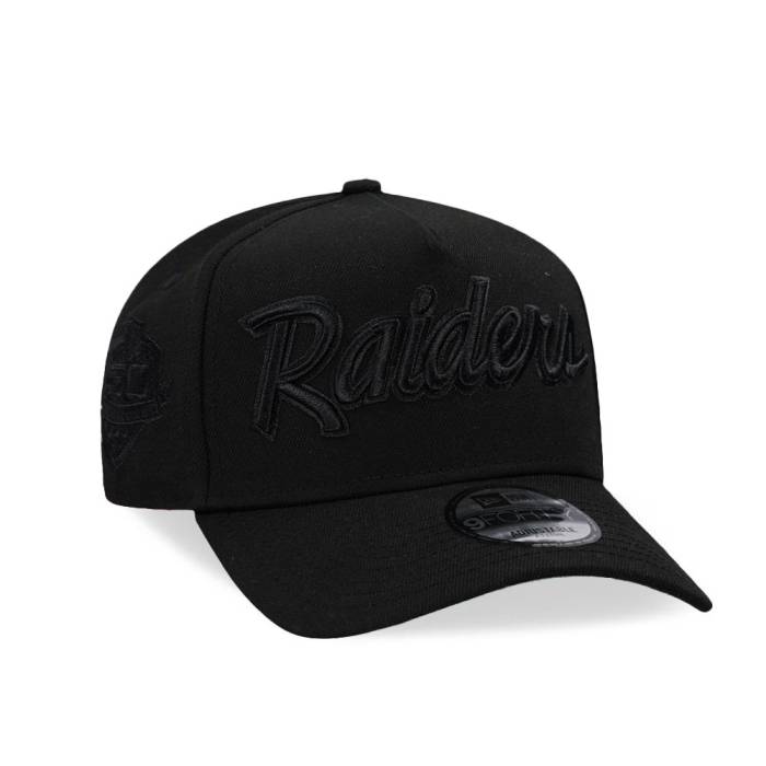 ニューエラ New Era 【 Las Vegas Raiders 50Th Anniversary Black On Black 9Forty A Frame Snapback Hat Men Black 】 ベガス レイダース 黒色 ブラック Snapback スナップバック バッグ メンズ 黒色 ブラック
