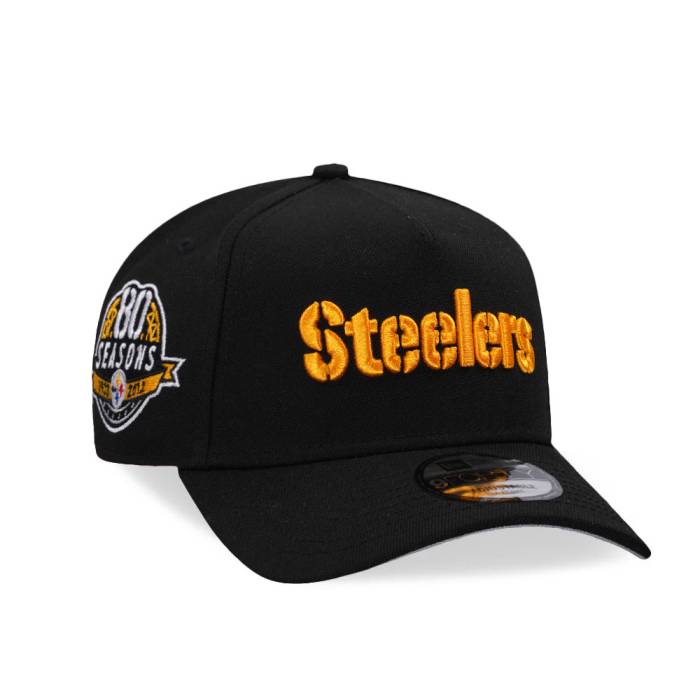 ニューエラ New Era 【 Pittsburgh Steelers 80 Seasons Black 9Forty A Frame Snapback Hat Men Black 】 ピッツバーグ スティーラーズ 黒色 ブラック Snapback スナップバック バッグ メンズ 黒色 ブラック
