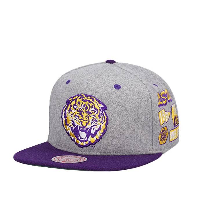 ミッチェルアンドネス Mitchell \u0026Amp; Ness 【 Louisiana State University Ncaa Melton Patch Snapback Hat Men Gray 】 State スケートボード Snapback スナップバック バッグ メンズ gray 灰色・グレー・グレイ