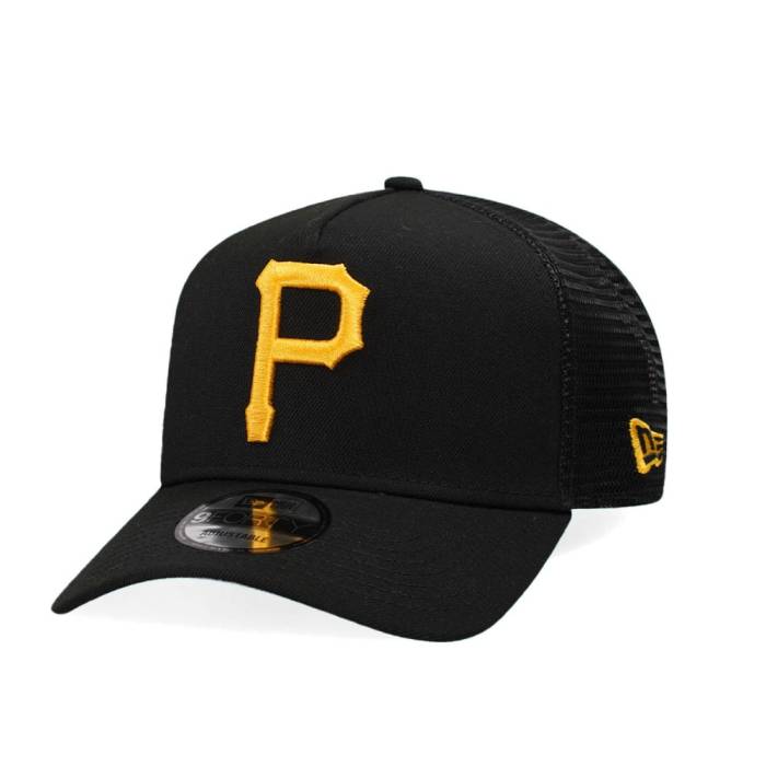 ニューエラ New Era 【 Pittsburgh Pirates Black Trucker A Frame 9Forty Snapback Hat Men Black 】 ピッツバーグ 海賊団 黒色 ブラック トラッカー Snapback スナップバック バッグ メンズ 黒色 ブラック