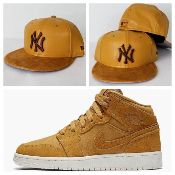 ニューエラ New Era 【 Matching Yankee Wheat Faux Leather Fitted Hat For Jordan 1 Wheat Golden Harvest Unisex 】 ウィート レザー ユニセックス｜スニケス