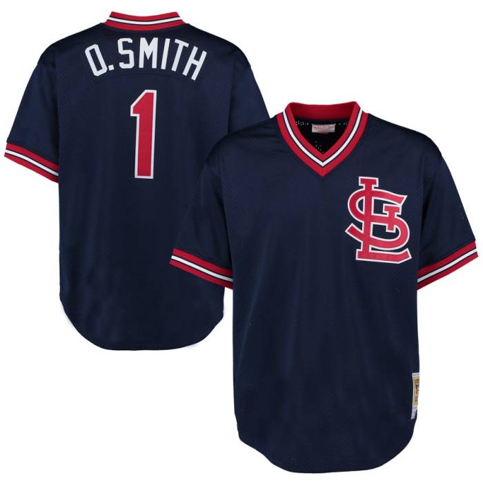 ミッチェル&ネス Mitchell & Ness 【 St. Louis Cardinals Ozzie Smith Navy 1994 Authentic Mesh Batting Practice Jersey Unisex 】 カージナルス 紺色 ネイビー オーセンティック バッティング プラクティス ジャージ ユ