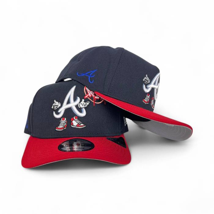 ニューエラ New Era 【 Navy Atlanta Braves Red Curved Brim Gray Bottom Cartoon Pacck 9Fifty A-Frame Snapback Unisex 】 紺色 ネイビー アトランタ ブレーブス Red 赤・レッド gray 灰色・グレー・グレイ ズボン ボトム｜スニケス