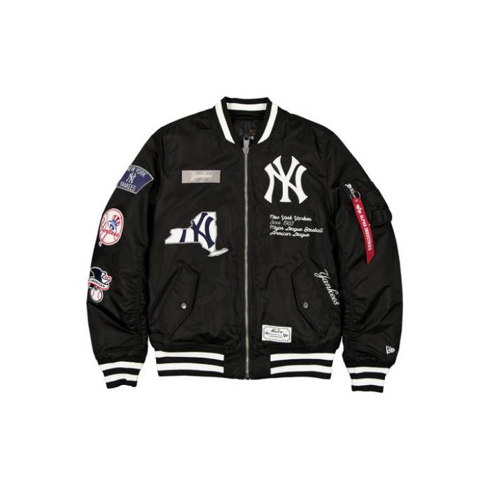 アルファインダストリーズ Alpha Industries 【 Black New York Yankees Ma-1 New Era Bomber Jacket Unisex 】 黒色 ブラック ヤンキース Jacket ジャケット ユニセックス｜スニケス