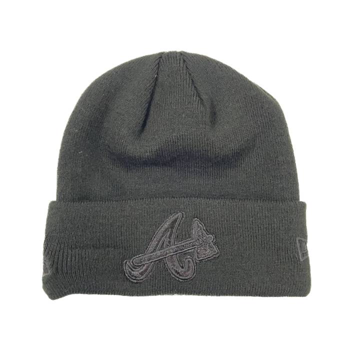 ニュー内鰓 New Era 【 Black Atlanta Braves 1957 World Series Side Patch  Knit Beanies Unisex 】 黒いこと 黒いこと ジョージアの州都 ブレーブス つづき物 編み物 ユニ一発やる