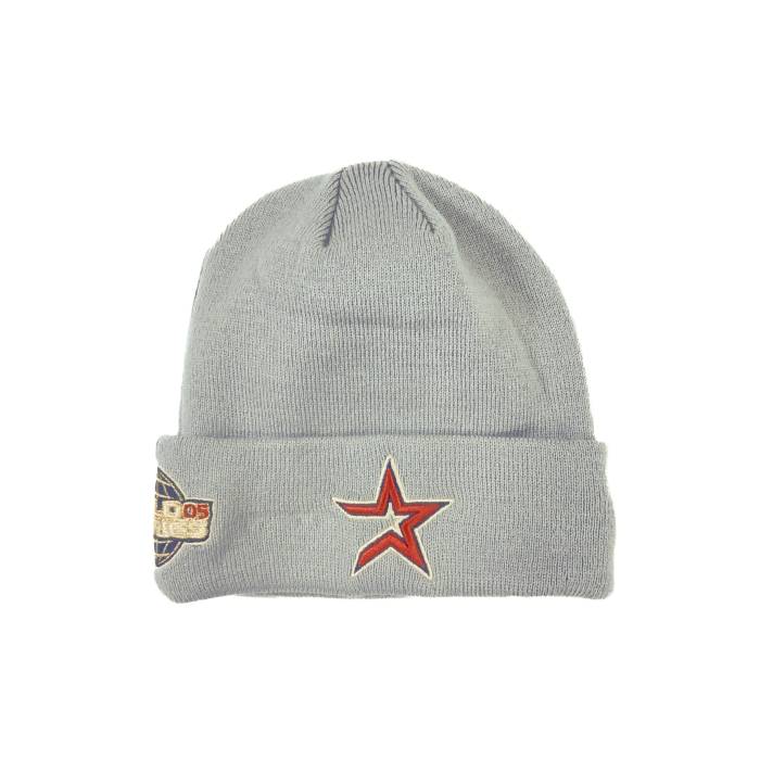 ニュー内鰓 New Era 【 Gray Houston Astros 2005 World Series Side Patch  Knit Beanies Unisex 】 gray 薄墨色・薄墨色・薄墨色 ヒューストン アストロズ つづき物 編み物 ユニ一発やる