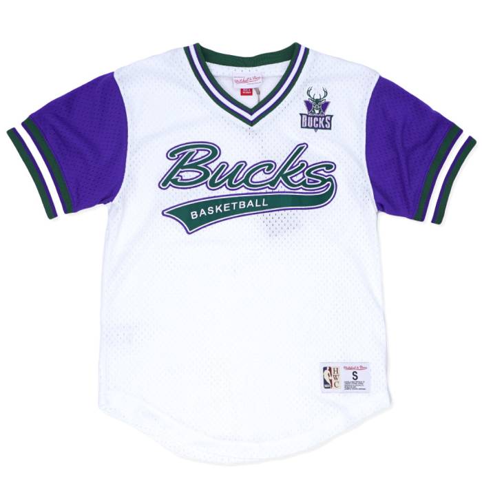 ミッチェル&ネス Mitchell & Ness 【 Top Prospect Mesh V-Neck Milwaukee Bucks Jersey Unisex 】 Vネック ミルウォーキー バックス ジャージ ユニセックス