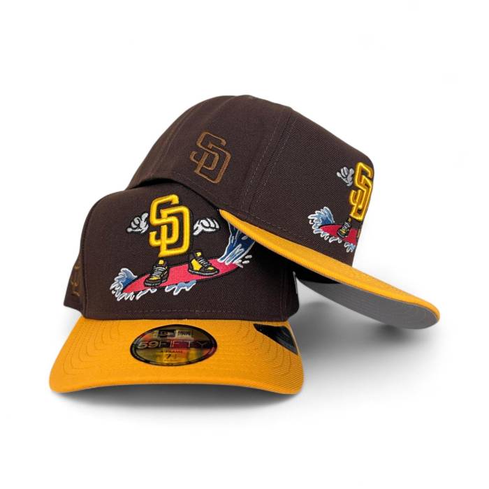 ニューエラ New Era 【 Brown San Diego Padres Yellow Pre Curved Brim Gray Bottom Cartoon Pack 59Fifty A-Frame Fitted Unisex 】 茶色 ブラウン パドレス yellow 黄色・イエロー gray 灰色・グレー・グレイ ズボン ボトムス｜スニケス