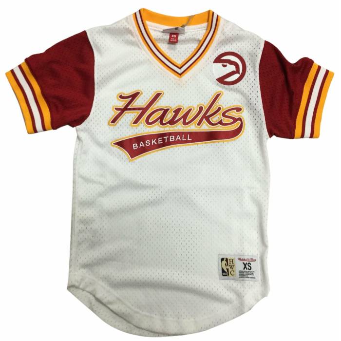 ミッチェル&ネス Mitchell & Ness 【 Top Prospect Mesh V-Neck Atlanta Hawks Jersey Unisex 】 Vネック アトランタ ホークス ジャージ ユニセックス