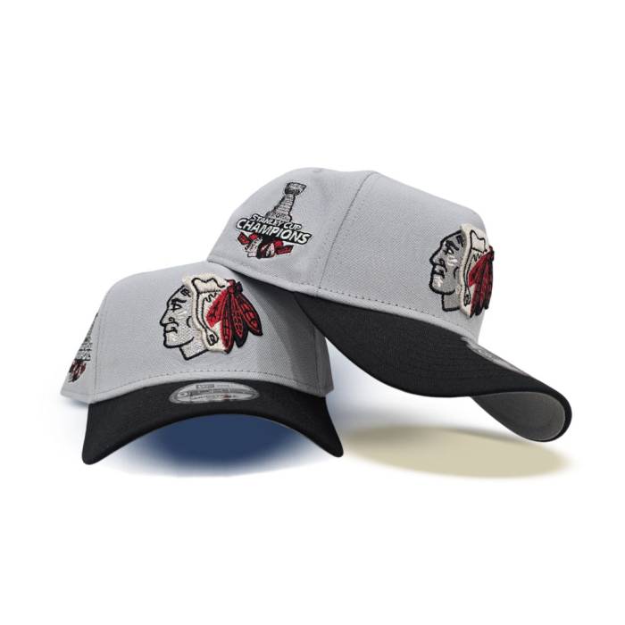 ニューエラ New Era 【 Gray Chicago Blackhawks Black Curved Brim Gray Bottom 2015 Stanley Cup Champions Side Patch A-Frame 9Forty Snapback Unisex 】 gray 灰色・グレー・グレイ シカゴ ブラックホークス 黒色 ブラック ズボ
