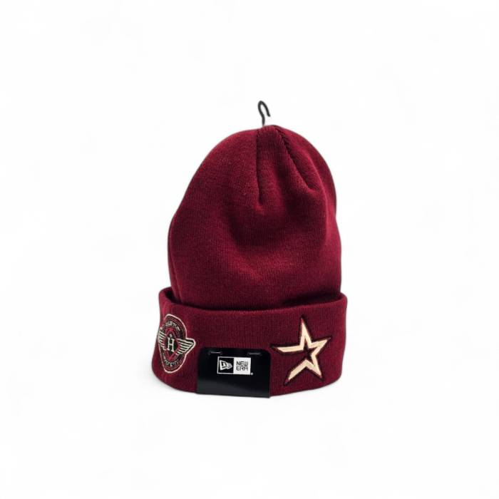 ニュー内鰓 New Era 【 Burgundy Houston Astros City Connect Series Side Patch  Knit Beanies Unisex 】 ぶどう酒色・バーガンディー ヒューストン アストロズ シティ つづき物 編み物 ユニ一発やる