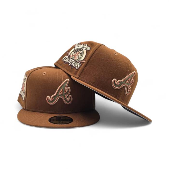 ニューエラ New Era 【 Toasted Peanut Atlanta Braves Gray Bottom 1995 World Series Champions Side Patch 59Fifty Fitted Unisex 】 アトランタ ブレーブス gray 灰色・グレー・グレイ ズボン ボトムス シリーズ ユニセック|スニケス