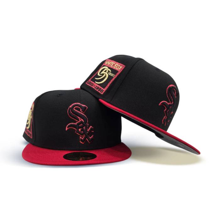 ニューエラ New Era 【 Black Chicago White Sox Red Visor Gray Bottom 95 Years Side Patch 59Fifty Fitted Unisex 】 黒色 ブラック シカゴ 白色 ホワイト Red 赤・レッド gray 灰色・グレー・グレイ ズボン ボトムス ユ｜スニケス