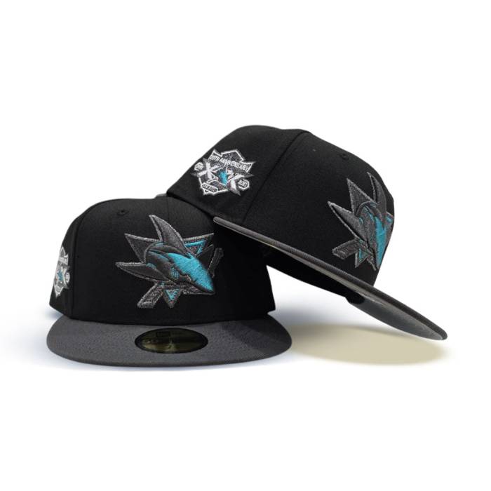 ニューエラ New Era 【 Black San Jose Sharks Dark Gray Visor Gray Bottom 20Th Anniversary Side Patch 59Fifty Fitted Unisex 】 黒色 ブラック シャークス gray 灰色・グレー・グレイ ズボン ボトムス ユニセックス｜スニケス