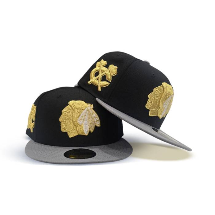 ニューエラ New Era 【 Black Chicago Blackhawks Storm Gray Visor Gray Bottom Chicago Logo Side Patch 59Fifty Fitted Unisex 】 黒色 ブラック シカゴ ブラックホークス gray 灰色・グレー・グレイ ズボン ボトムス ロゴ