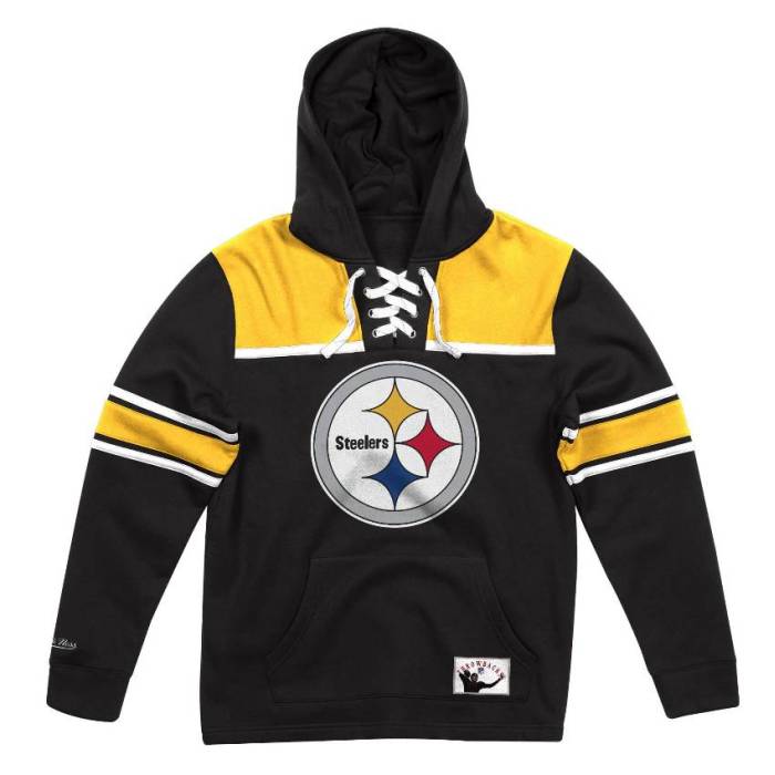 - 【 Mitchell & Ness Pittsburgh Steelers Fleece Hockey Hoodie Unisex 】 ピッツバーグ スティーラーズ フリース フーディー パーカー ユニセックス