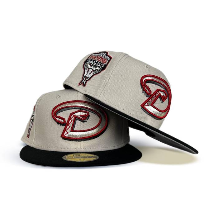 ニューエラ New Era 【 Stone Arizona Diamondbacks Black Visor Gray Bottom 1998 Inaugural Season Side Patch 59Fifty Fitted Unisex 】 アリゾナ ダイヤモンドバックス 黒色 ブラック gray 灰色・グレー・グレイ ズボン ボト|スニケス