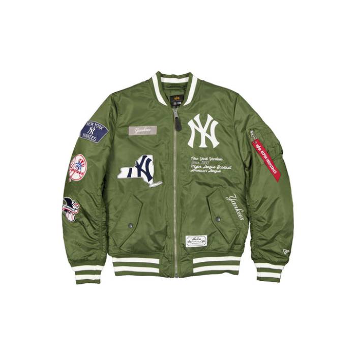 アルファインダストリーズ Alpha Industries 【 Olive Green New York Yankees  Ma-1 New Era Bomber Jacket Unisex 】 olive オリーブ green 緑・緑であること ヤンキース Jacket 上衣 ユニ一発やる コート・ジャケット-メンズファッション
