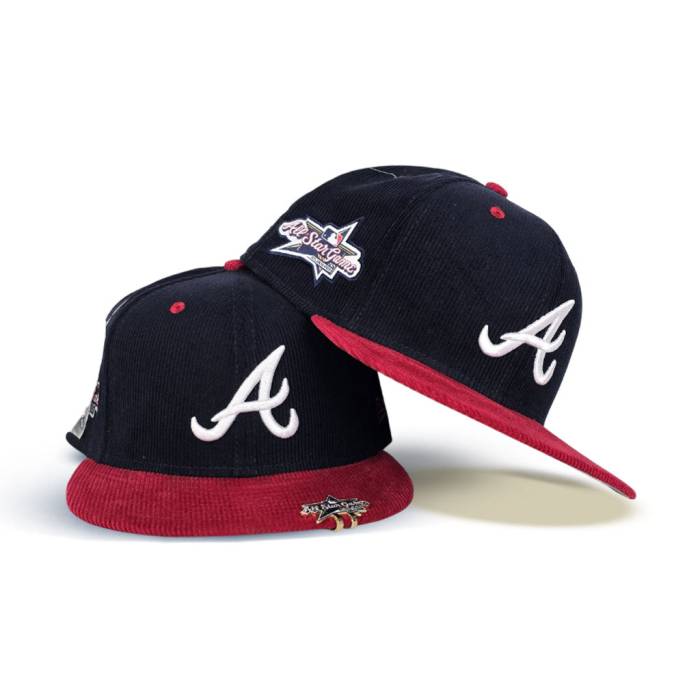 ニューエラ New Era 【 Navy Corduroy Atlanta Braves Red Corduroy Visor Gray Bottom 2025 All Star Game Side Patch 59Fifty Fitted Unisex 】 紺色 ネイビー コーデュロイ アトランタ ブレーブス Red 赤・レッド gray 灰色・グ｜スニケス