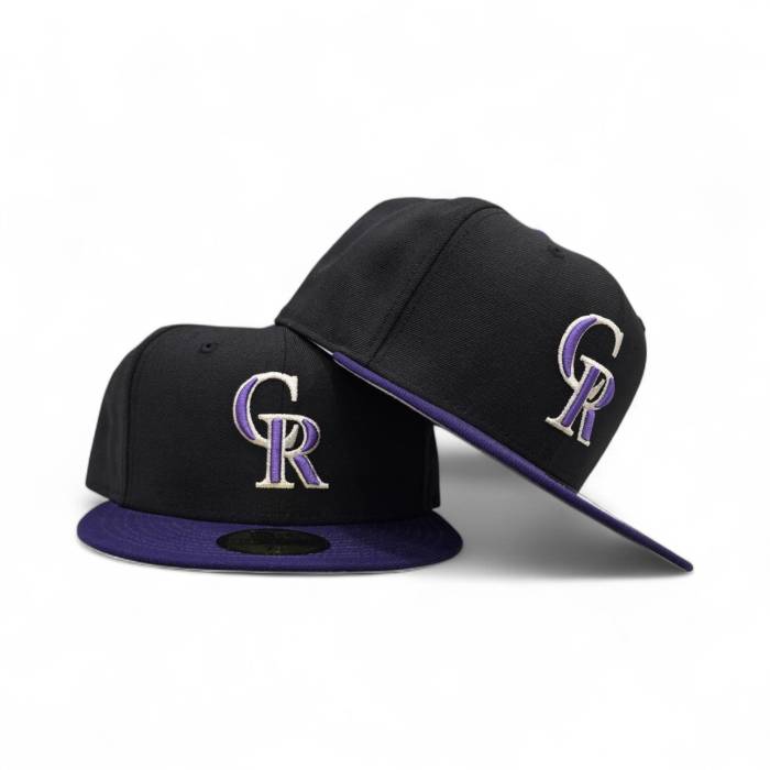 ニューエラ New Era 【 Black Colorado Rockies Purple Visor Gray Bottom 59Fifty True Authentic On Field Fitted Unisex 】 黒色 ブラック コロラド ロッキーズ Purple 紫・パープル gray 灰色・グレー・グレイ ズボン ボト|スニケス