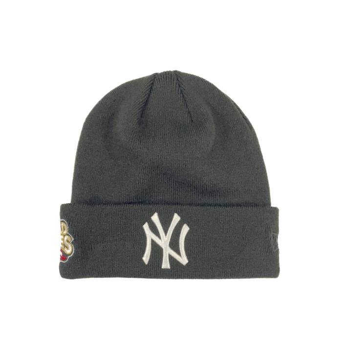 ニュー内鰓 New Era 【 Black New York Yankees 2009 World Series Side Patch  Knit Beanies Unisex 】 黒いこと 黒いこと ヤンキース つづき物 編み物 ユニ一発やる