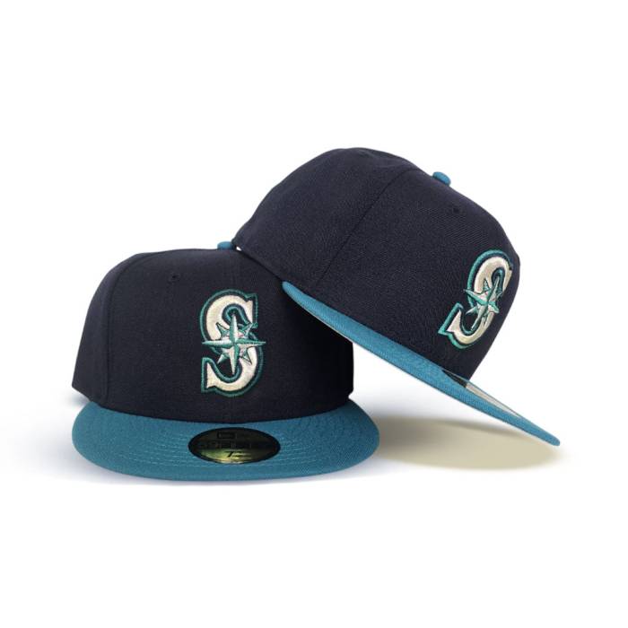 ニューエラ New Era 【 Navy Blue Seattle Mariners Teal Visor Gray Bottom 59Fifty True Authentic On Field Fitted Unisex 】 紺色 ネイビー 青色 ブルー シアトル マリナーズ gray 灰色・グレー・グレイ ズボン ボトムス|スニケス