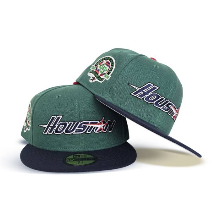 ニューエラ New Era 【 Emerald Green Houston Astros Navy Blue Visor Gray Bottom Celebrating 45 Years Side Patch 59Fifty Fitted Unisex 】 green 緑・グリーン ヒューストン アストロズ 紺色 ネイビー 青色 ブルー gray 灰色・