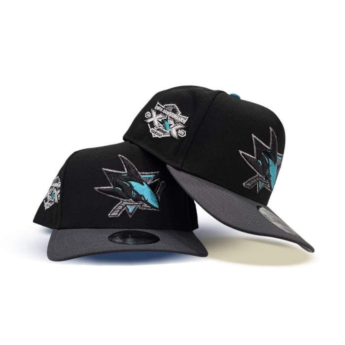 ニューエラ New Era 【 Black San Jose Sharks Dark Gray Curved Brim Gray Bottom 20Th Anniversary Side Patch A-Frame 9Fifty Snapback Unisex 】 黒色 ブラック シャークス gray 灰色・グレー・グレイ ズボン ボトムス Snapback ス