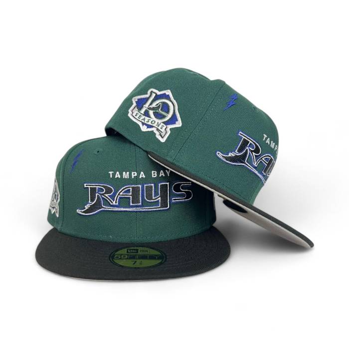 ニューエラ New Era 【 Dark Green Tampa Bay Rays Diet Starts Monday Lightning Bolts Collection Black Visor Gray Bottom 10 Seasons Side Patch 59Fifty Fitted Unisex 】 green 緑・グリーン レイズ ライトニング コレクション 黒色
